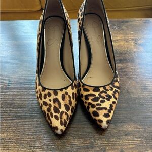 Jessica Simpson Brown and Black Heels with Leopard Print